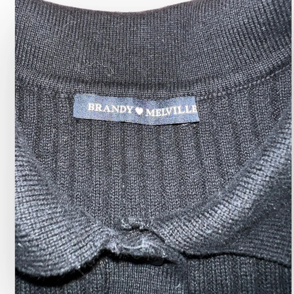 Rare Brandy Melville BLACK Bridget Crop Knit Polo collared y2K short sleeve Top - Picture 7 of 8